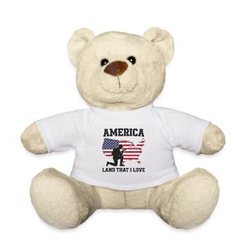 America Land que j’aime soldat patriote - Nounours - blanc - Devant