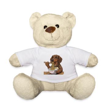 Japanese Ramen Dachshund Noodle Bowl Anime Otaku - Teddy Bear - white - Front