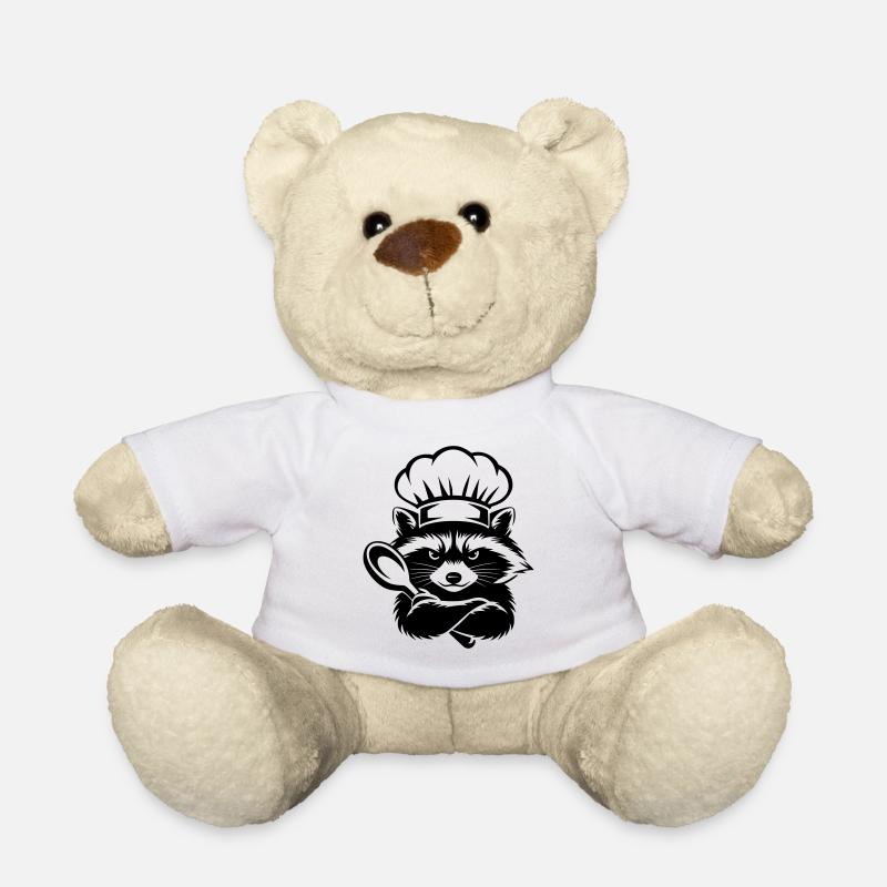 Raton laveur drôle avec chapeau de chef et cuillère - Nounours - blanc