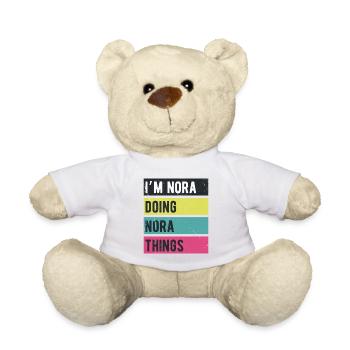 Ich bin Nora Mache Nora-Dinge Retrofarben - Teddy - Weiß - Vorne