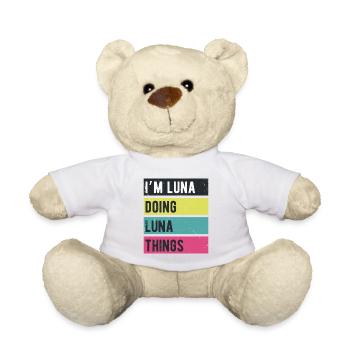 Ich bin Luna und mache Luna-Dinge Retro-Farben - Teddy - Weiß - Vorne