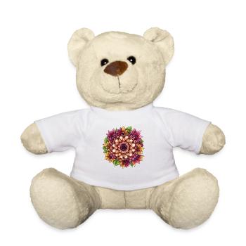 Orange Sunflower Mandala - Teddy Bear - white - Front