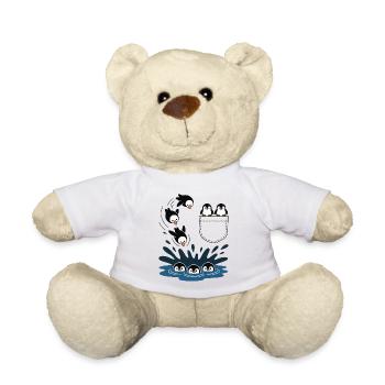 Penguin Jump Into The Water Pocket Design - Teddy Bear - white - Front