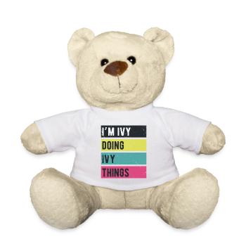 Ich bin Efeu und mache Efeu-Dinge in Retro-Farben - Teddy - Weiß - Vorne