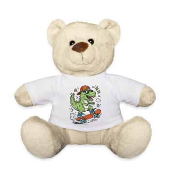 Krokodil auf Skateboard mit Cap - Teddy - Weiß - Vorne