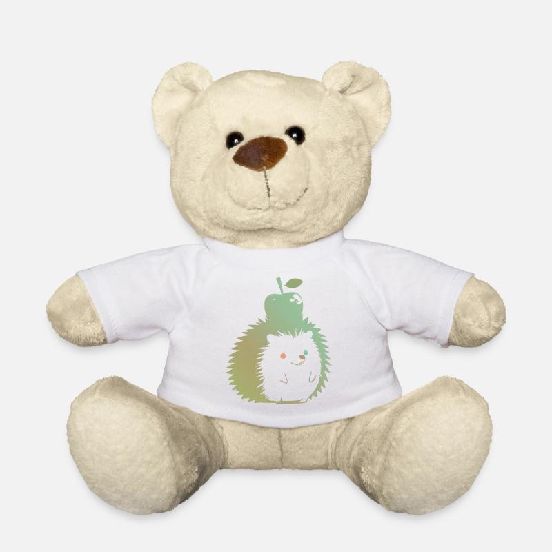 Pastell-Igel mit Apfel - Teddy - Weiß