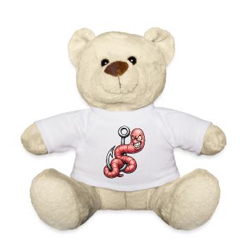 Ver en colère sur le crochet – Dessin de dessin animé - Nounours - blanc - Devant