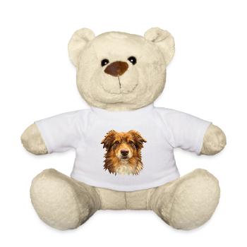 Australian Shepherd – Geometric Dog Art Design - Teddy Bear - white - Front