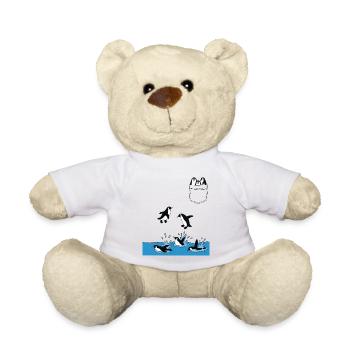 Penguin Jump Into The Water Pocket Design - Teddy Bear - white - Front