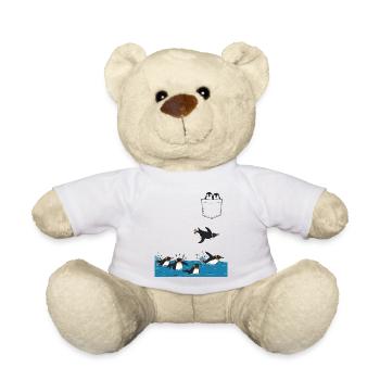 Penguin Jump Into The Water Pocket Design - Teddy Bear - white - Front