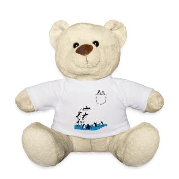 Penguin Jump Into The Water Pocket Design - Teddy Bear - white - Front