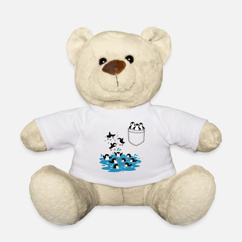 Penguin Jump Into The Water Pocket Design - Teddy Bear - white