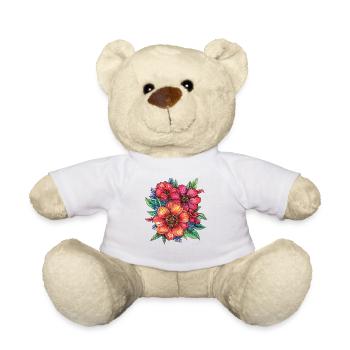 Farbenfrohes Blumenbouquet Illustration - Teddy - Weiß - Vorne