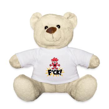 Red Cartoon Shout FCK Burst - Teddy Bear - white - Front