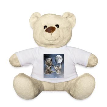 Three wolves howl at the full moon Wolf - Teddy Bear - white - Front
