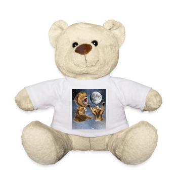 Drei Löwen heulen auf einen Vollmond Löwe Mond - Teddy - Weiß - Vorne