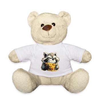 Grimace de raton laveur pizza - Nounours - blanc - Devant