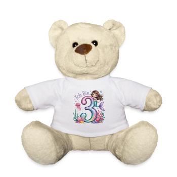 Ich Bin 3 Meerjungfrauen Mädchen 3. Geburtstag - Teddy - Weiß - Vorne
