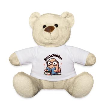 Spectacle bookworm while reading - Teddy Bear - white - Front