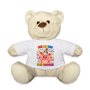 Party Schwein Kostüm Karneval Silvester Fasching - Teddy - Weiß - Vorne