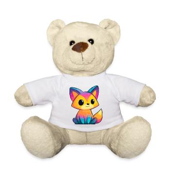Rainbow Fox Cartoon - Teddy Bear - white - Front