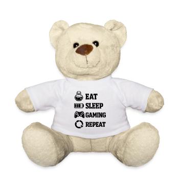 Eat Sleep Gaming Repeat – Pixel Symbolism - Teddy Bear - white - Front