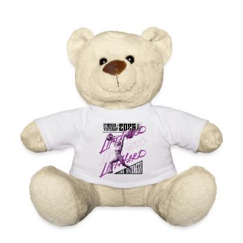 Gewichtheberfrau, lila rosa dunkle Version - Teddy - Weiß - Vorne