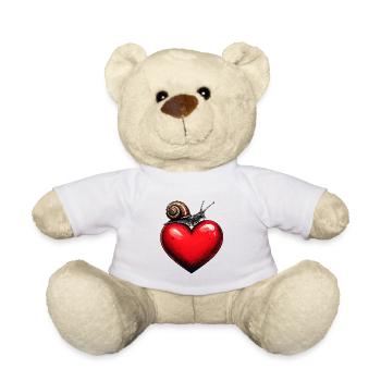 Schnecke auf einem Herz - Teddy - Weiß - Vorne