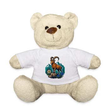 Ibex on mountain meadow - Teddy Bear - white - Front