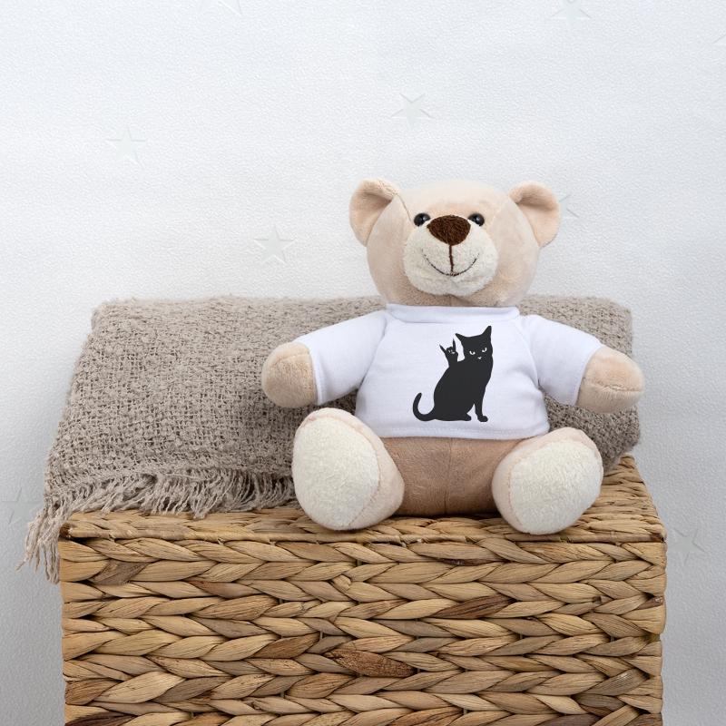 Schwarze Katze – Devil Horns Silhouette Teddy