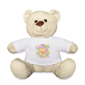 Beaver in party style blaze of color - Teddy Bear - white - Front