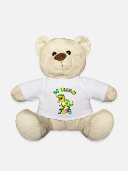 T-Rex - School Child 2026 - Colorful Dino Font - Teddy Bear - white