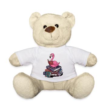 Bücherwurm Flamingo Vogel liest Bücher Kunst - Teddy - Weiß - Vorne
