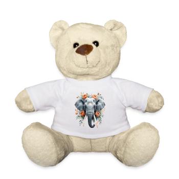 Éléphant avec une couronne de fleurs - Nounours - blanc - Devant