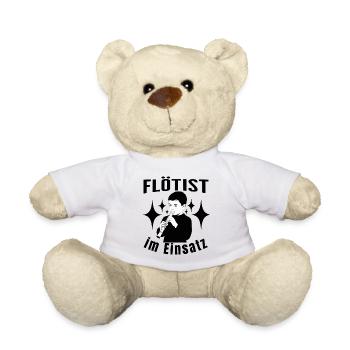Flûte à bec - Flûtiste en action - Jouant de la flûte - Nounours - blanc - Devant