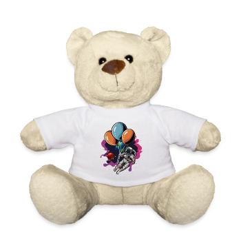 Astronaut mit Ballonschwarm im Weltraum - Teddy - Weiß - Vorne