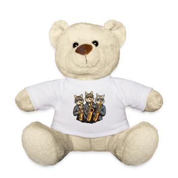 Jazzkatzen im Anzug Saxophon - Teddy - Weiß - Vorne