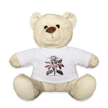 Vintage Floral Design - Teddy Bear - white - Front