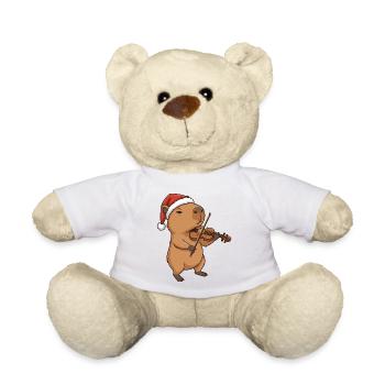 Animal de Noël Capybara jouant du violon - Nounours - blanc - Devant