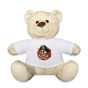Piraten Totenkopf Cartoon Retro Illustration - Teddy - Weiß - Vorne