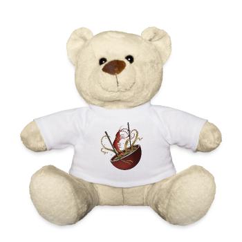 Shrimp Ramen Shirt – Japanese Noodles Art Tee - Teddy Bear - white - Front