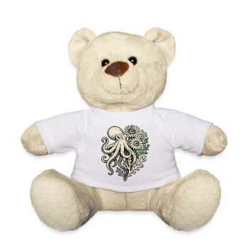 Pieuvre aux fleurs de corail - Nounours - blanc - Devant