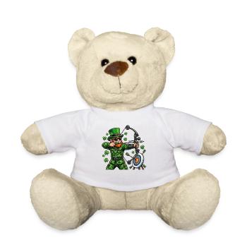  St Patricks Day Archery Leprechaun Bow Hunter - Teddy Bear - white - Front