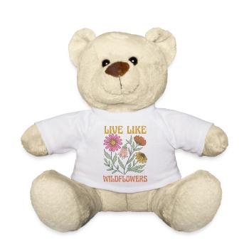 Floral Statement Shirt for Nature Lovers - Teddy Bear - white - Front