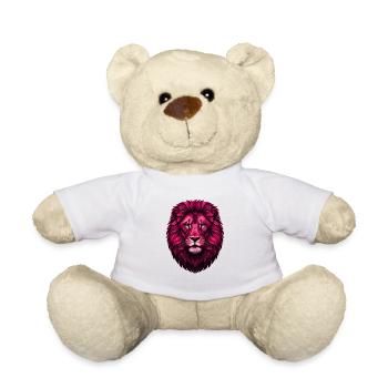 Lion rose avec crinière fleurie - Nounours - blanc - Devant