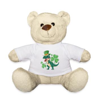 Grüner Dino mit Kleeblatt Hut - Teddy - Weiß - Vorne