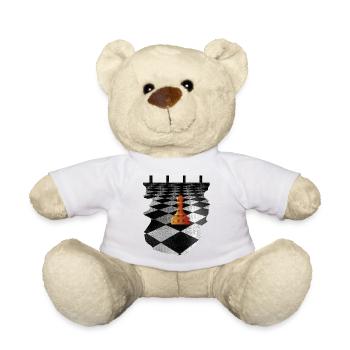 Orange Pawn on Black and White Chessboard - Teddy Bear - white - Front