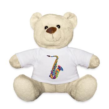 Neon-Saxophon Pop Art - Teddy - Weiß - Vorne