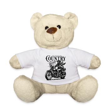 Biker cowboy sur moto vintage - Nounours - blanc - Devant