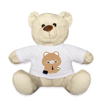 Müder Kawaii-Bär mit Kaffee - Teddy - Weiß - Vorne